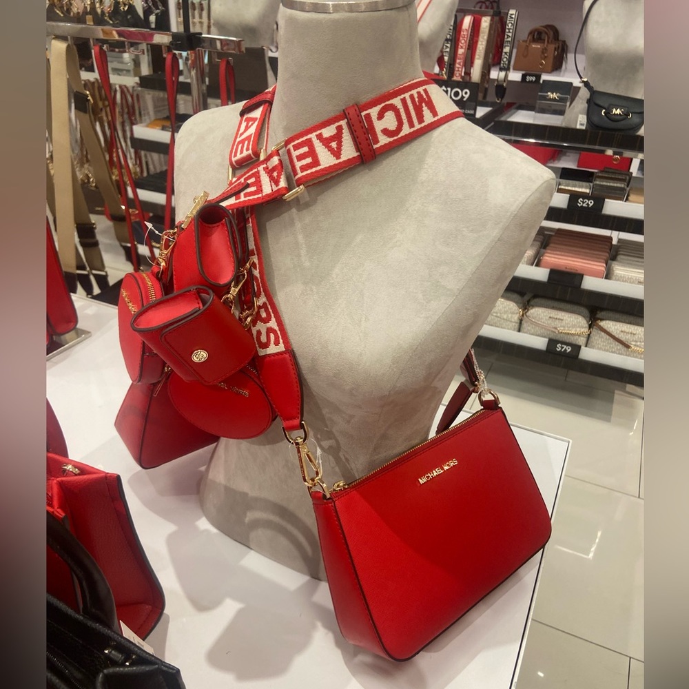 Michael Kors Bright Red Tech Crossbody - Picture 1 of 6